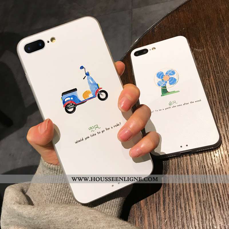 Coque iPhone 8 Plus Protection Délavé En Daim Créatif Tout Compris Personnalité Ultra Nouveau Blanch