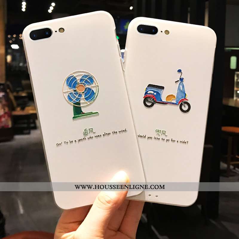 Coque iPhone 8 Plus Protection Délavé En Daim Créatif Tout Compris Personnalité Ultra Nouveau Blanch