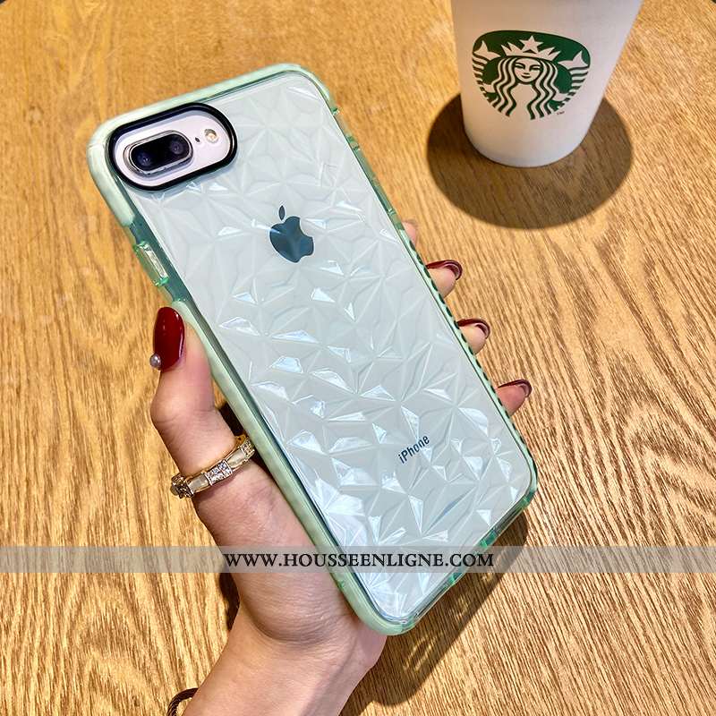 Coque iPhone 8 Plus Protection Transparent Silicone Tendance Créatif Net Rouge Vert Verte