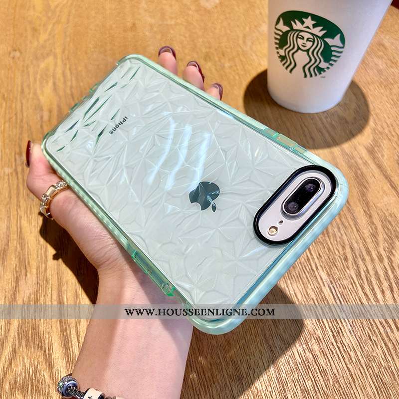 Coque iPhone 8 Plus Protection Transparent Silicone Tendance Créatif Net Rouge Vert Verte