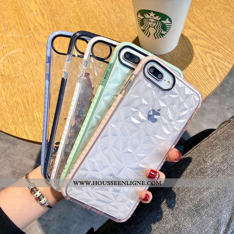 Coque iPhone 8 Plus Protection Transparent Silicone Tendance Créatif Net Rouge Vert Verte