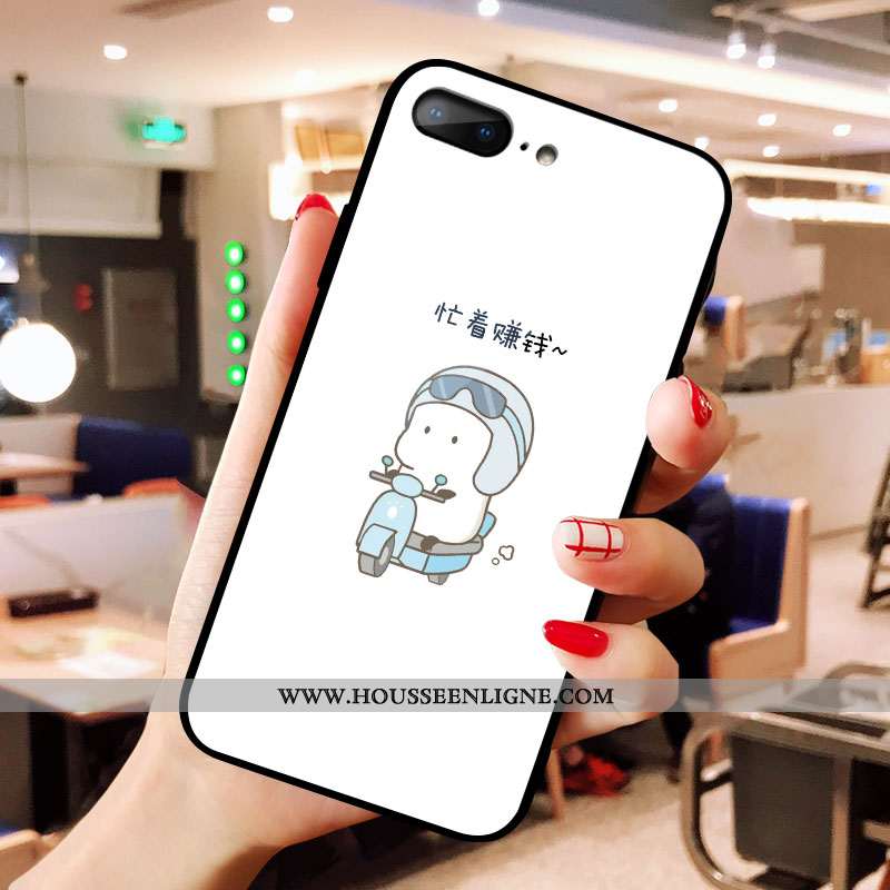 Coque iPhone 8 Plus Silicone Verre Téléphone Portable Charmant Créatif Incassable Blanche