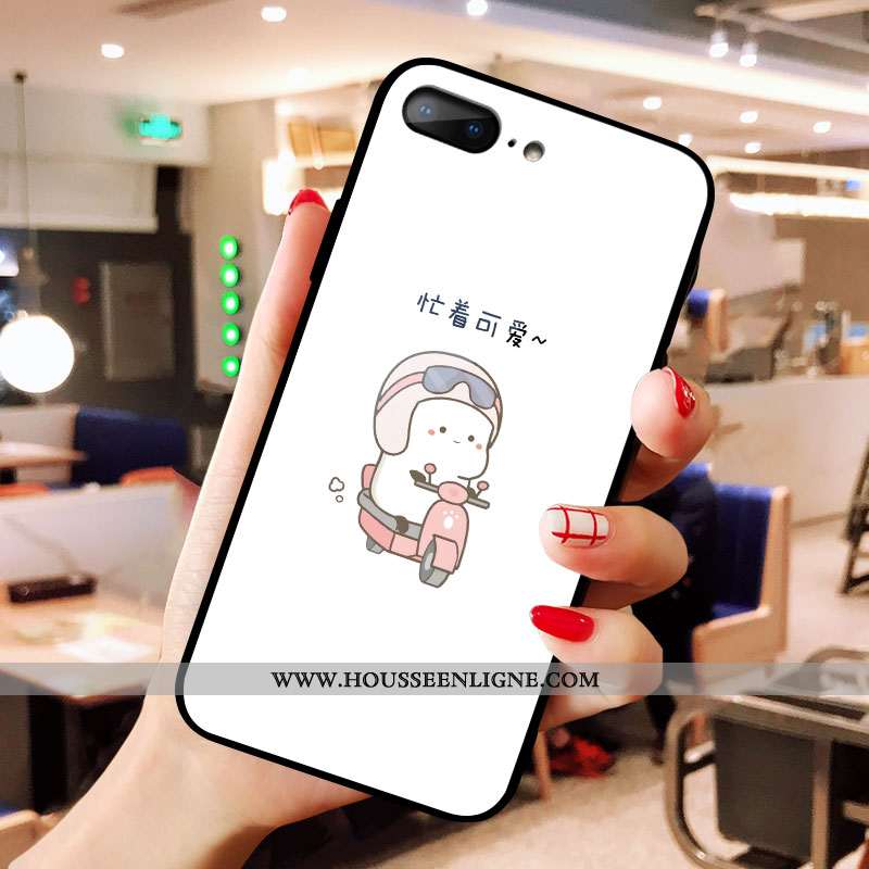 Coque iPhone 8 Plus Silicone Verre Téléphone Portable Charmant Créatif Incassable Blanche