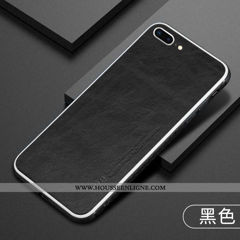 Coque iPhone 8 Plus Tendance Cuir Incassable Personnalité Étui Protection Khaki