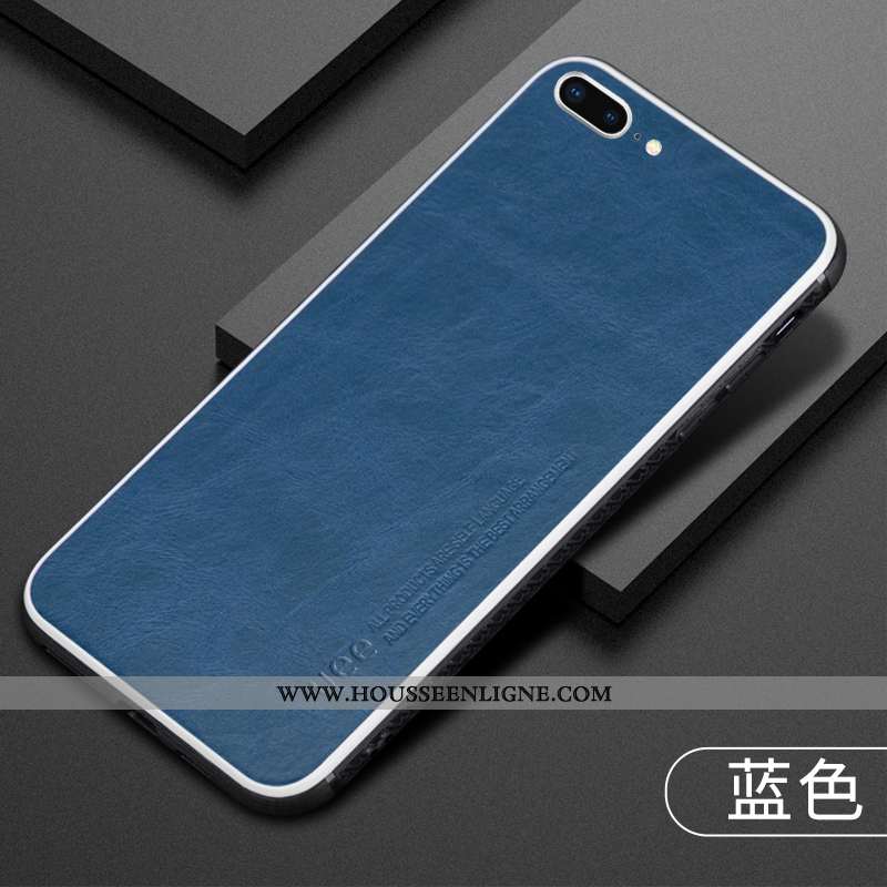 Coque iPhone 8 Plus Tendance Cuir Incassable Personnalité Étui Protection Khaki