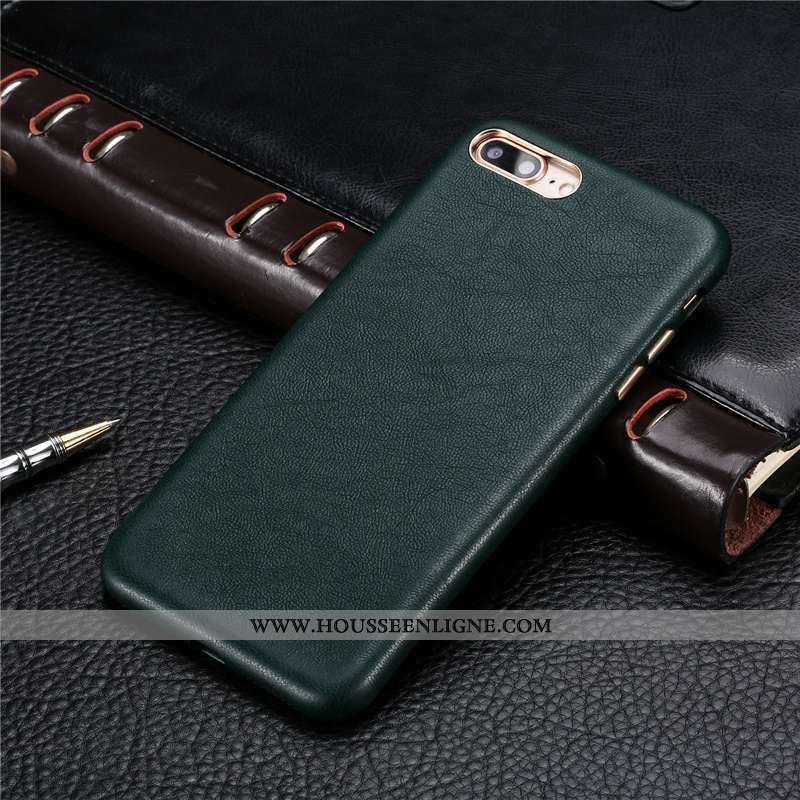 Coque iPhone 8 Plus Ultra Légère Personnalité Nouveau Cuir Tout Compris Turquoise