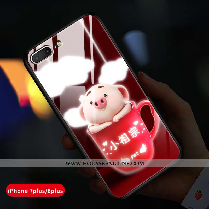 Coque iPhone 8 Plus Verre Personnalité Rouge Protection Créatif Tendance Amoureux