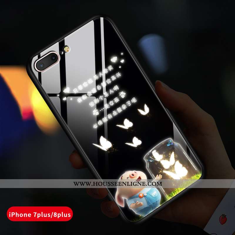 Coque iPhone 8 Plus Verre Personnalité Rouge Protection Créatif Tendance Amoureux