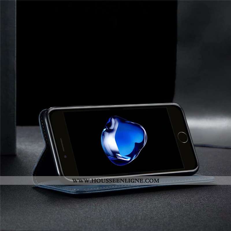 Coque iPhone 8 Protection Cuir Étui Téléphone Portable Housse Business Incassable Noir