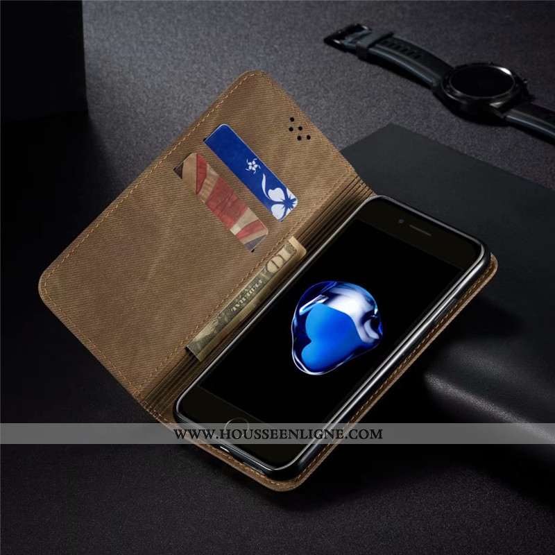 Coque iPhone 8 Protection Cuir Étui Téléphone Portable Housse Business Incassable Noir