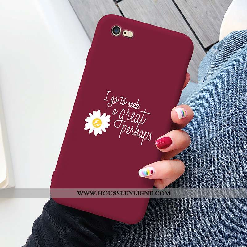 Coque iPhone 8 Protection Délavé En Daim Silicone Tout Compris Petite Marguerite Net Rouge Légère Ro
