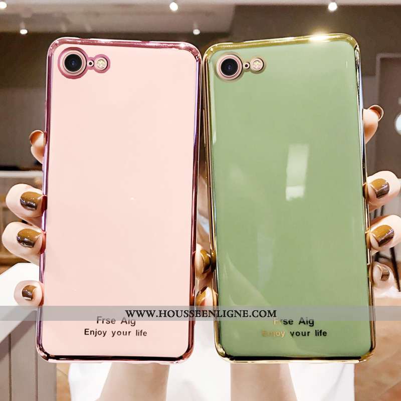 Coque iPhone 8 Silicone Personnalité Simple Placage Étui Tendance Incassable Rose