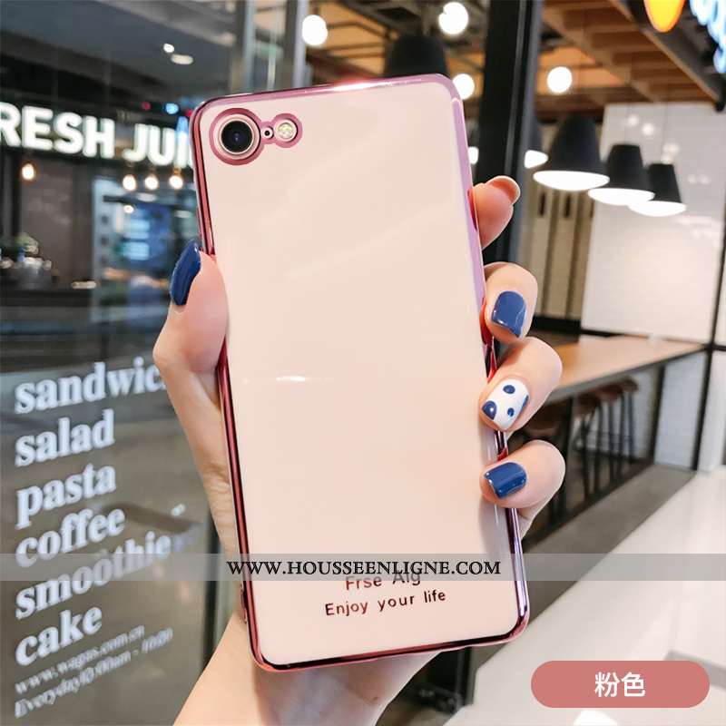 Coque iPhone 8 Silicone Personnalité Simple Placage Étui Tendance Incassable Rose