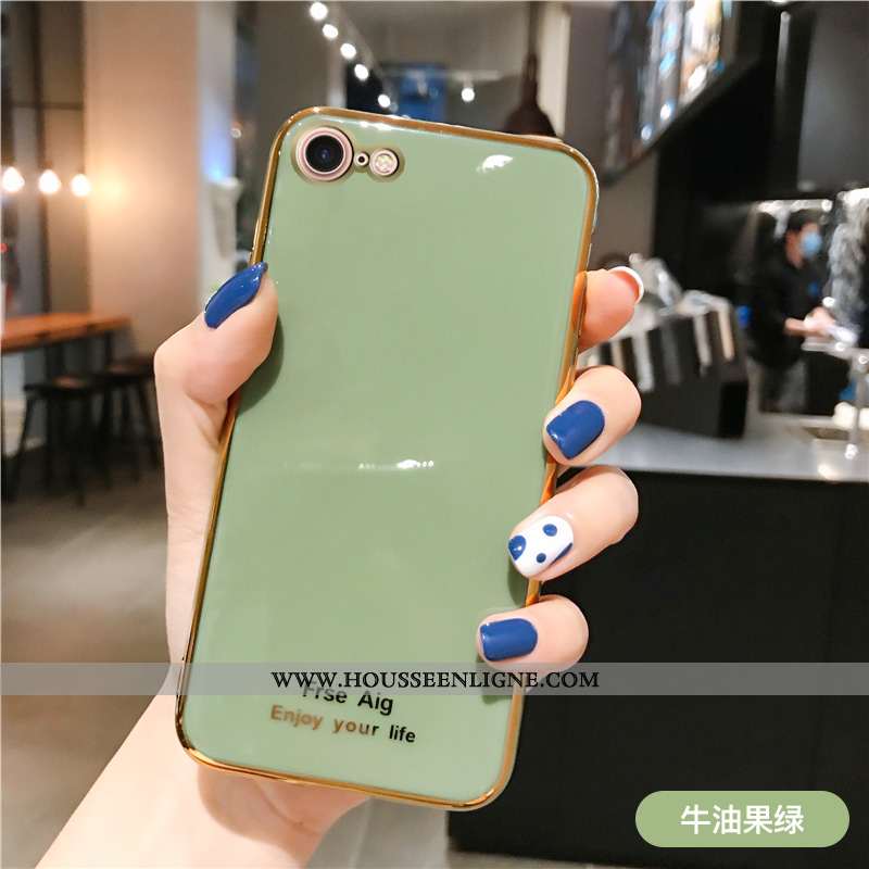 Coque iPhone 8 Silicone Personnalité Simple Placage Étui Tendance Incassable Rose