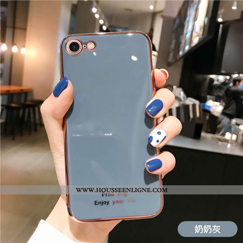 Coque iPhone 8 Silicone Personnalité Simple Placage Étui Tendance Incassable Rose