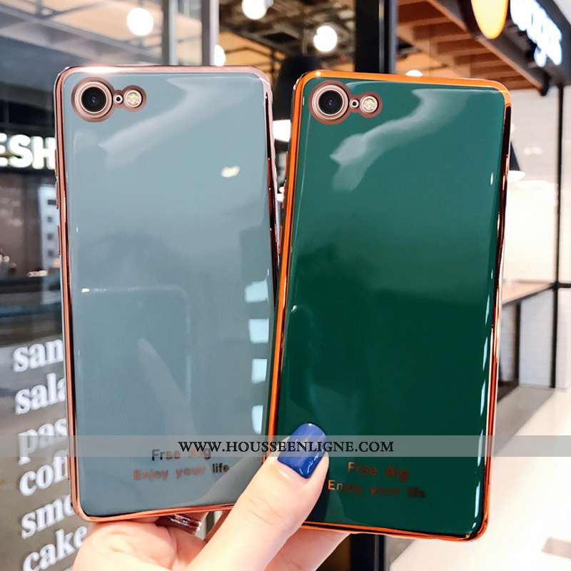 Coque iPhone 8 Silicone Personnalité Simple Placage Étui Tendance Incassable Rose
