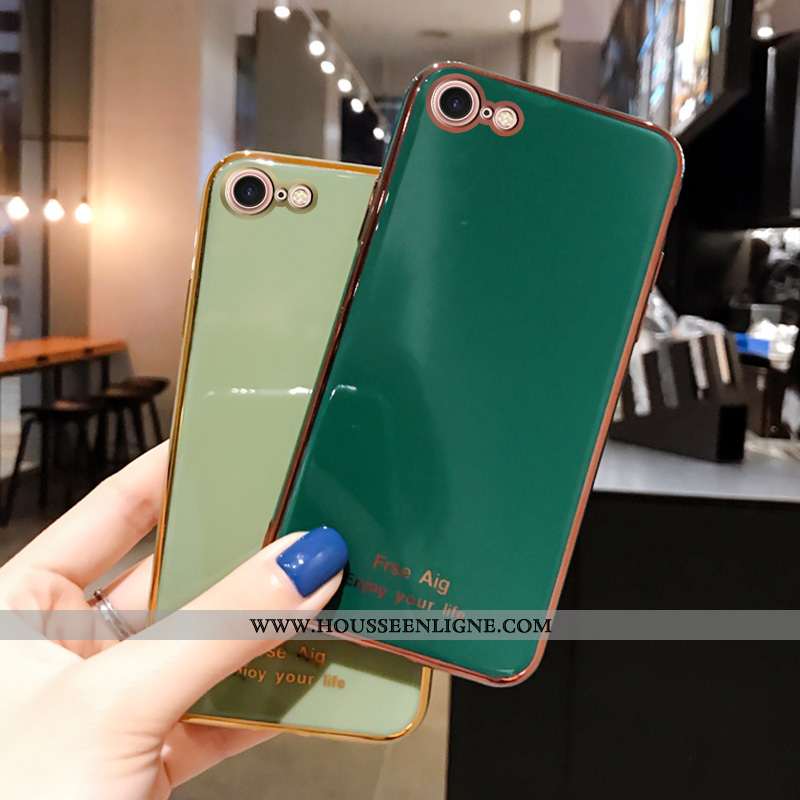 Coque iPhone 8 Silicone Personnalité Simple Placage Étui Tendance Incassable Rose
