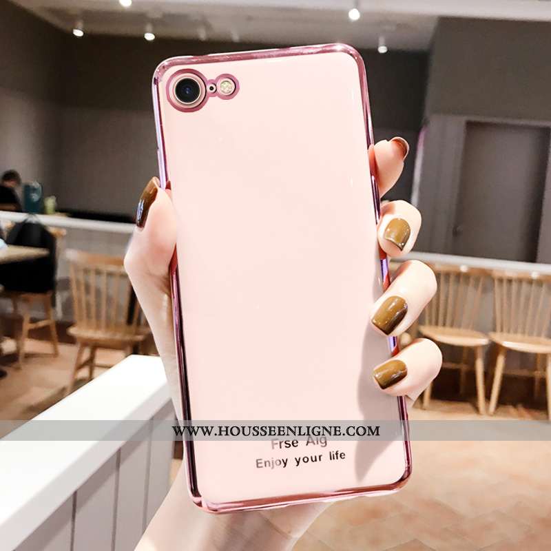 Coque iPhone 8 Silicone Personnalité Simple Placage Étui Tendance Incassable Rose