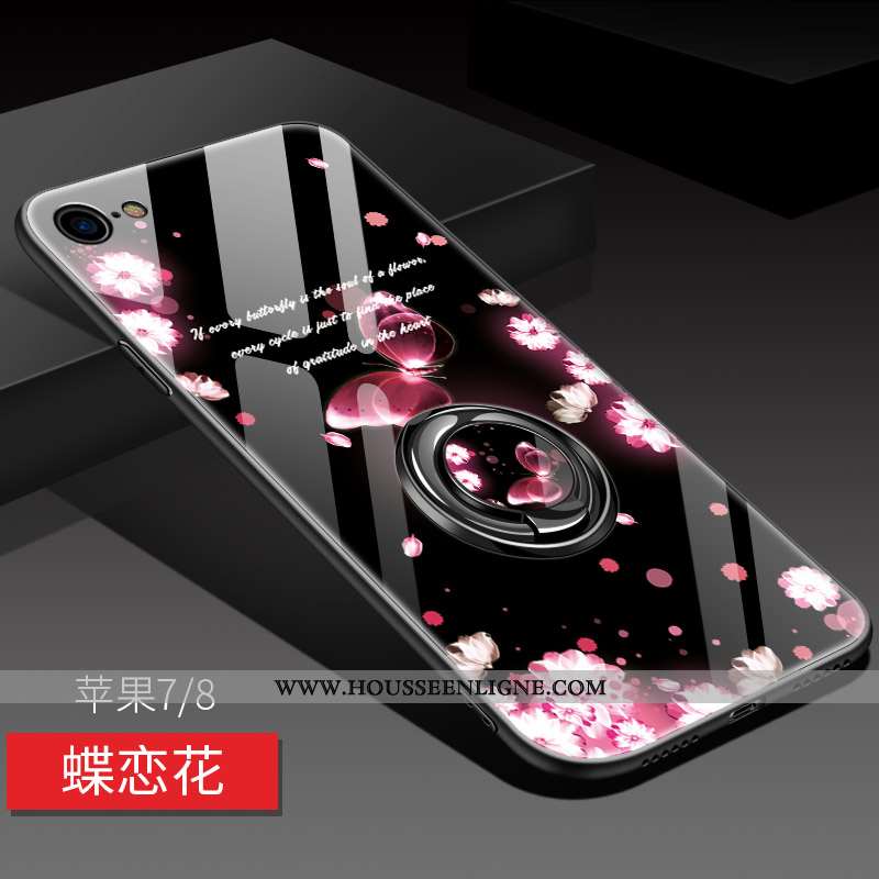 Coque iPhone 8 Silicone Protection Miroir Magnétisme Net Rouge Étui Rose