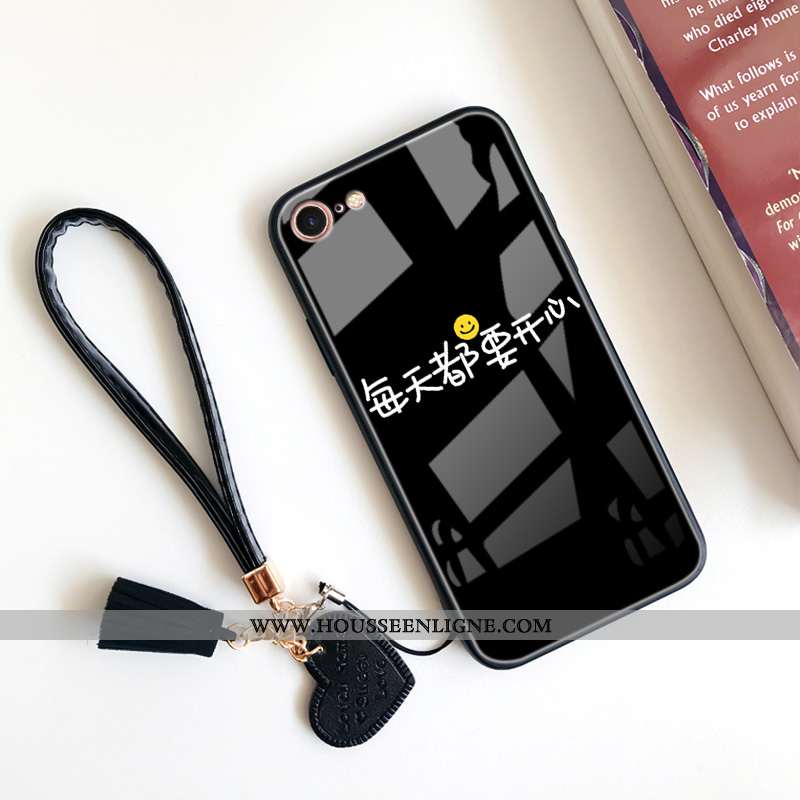 Coque iPhone 8 Silicone Verre Amoureux Personnalité Téléphone Portable Incassable Tout Compris Rose