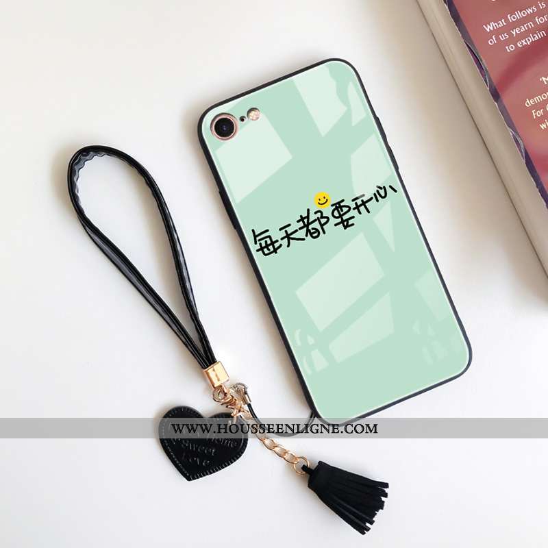 Coque iPhone 8 Silicone Verre Amoureux Personnalité Téléphone Portable Incassable Tout Compris Rose