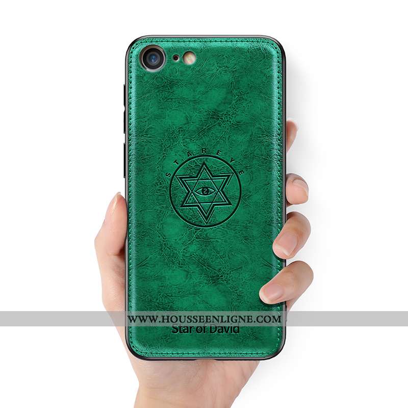 Coque iPhone 8 Ultra Tendance Cuir Vert Protection Étui Fluide Doux Verte