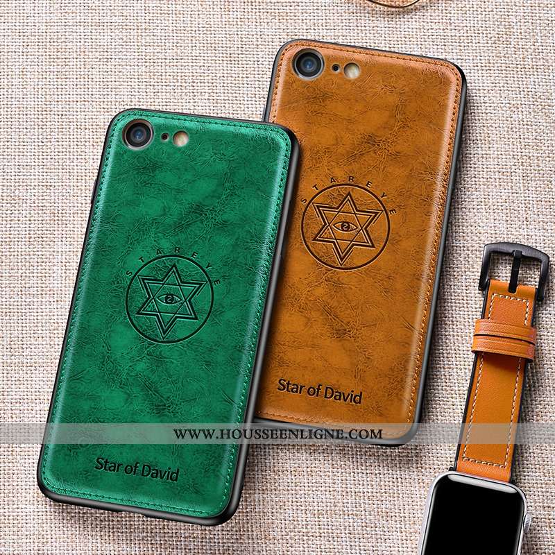Coque iPhone 8 Ultra Tendance Cuir Vert Protection Étui Fluide Doux Verte