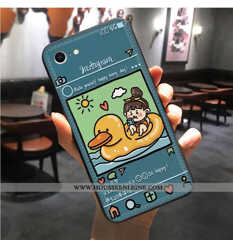 Coque iPhone Se (nouveau) Créatif Gaufrage Nouveau Incassable Cuir Bleu Tout Compris