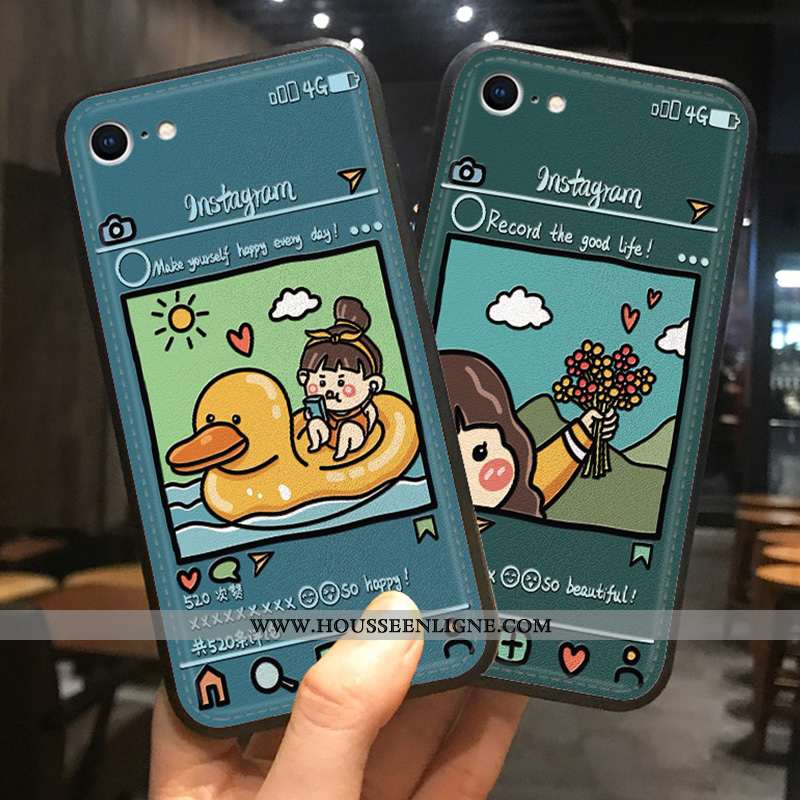 Coque iPhone Se (nouveau) Créatif Gaufrage Nouveau Incassable Cuir Bleu Tout Compris