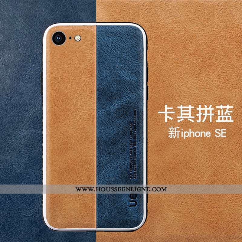 Coque iPhone Se (nouveau) Cuir Fluide Doux Silicone Nouveau Bleu Incassable