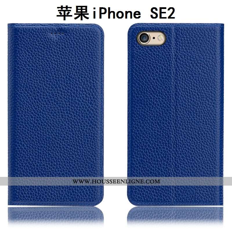Coque iPhone Se (nouveau) Cuir Véritable Protection Nouveau Tout Compris Étui Litchi Marron