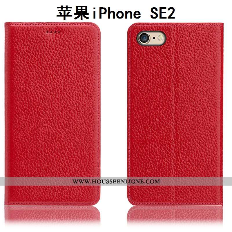 Coque iPhone Se (nouveau) Cuir Véritable Protection Nouveau Tout Compris Étui Litchi Marron