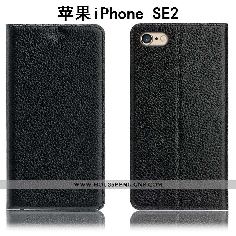 Coque iPhone Se (nouveau) Cuir Véritable Protection Nouveau Tout Compris Étui Litchi Marron