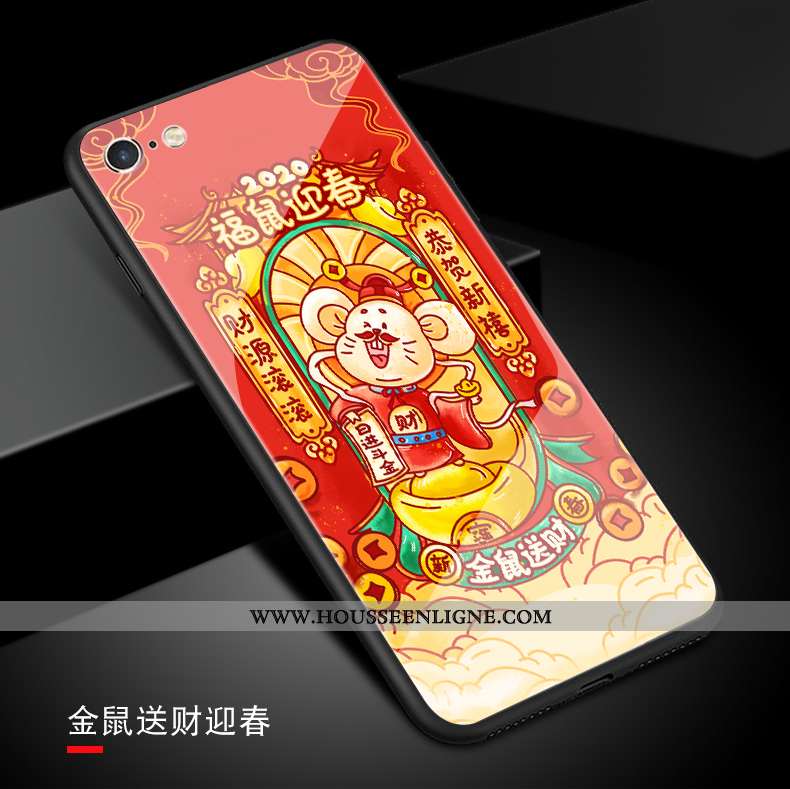 Coque iPhone Se (nouveau) Fluide Doux Silicone Rouge Incassable Richesse Verre Nouveau