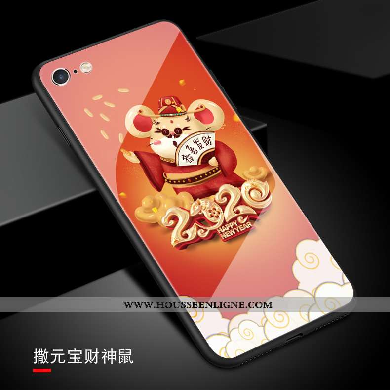 Coque iPhone Se (nouveau) Fluide Doux Silicone Rouge Incassable Richesse Verre Nouveau
