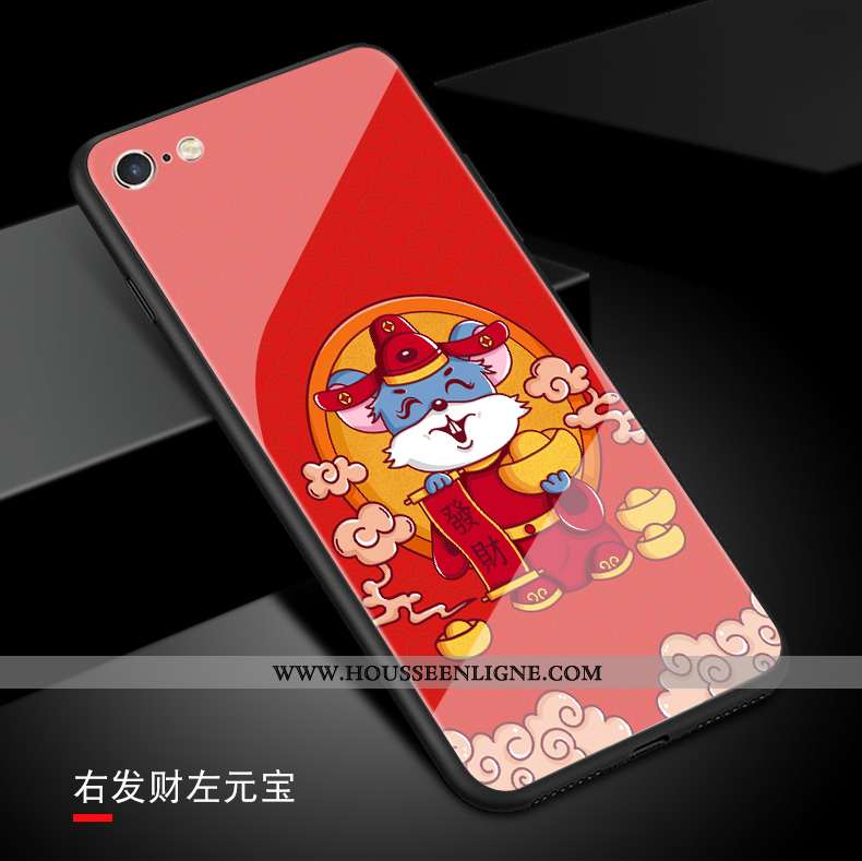 Coque iPhone Se (nouveau) Fluide Doux Silicone Rouge Incassable Richesse Verre Nouveau