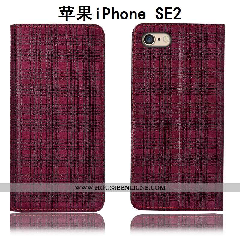 Coque iPhone Se (nouveau) Protection Cuir Véritable Étui Nouveau Téléphone Portable Tout Compris Rou