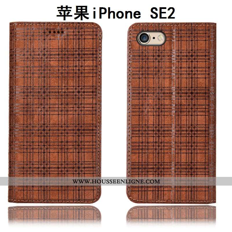 Coque iPhone Se (nouveau) Protection Cuir Véritable Étui Nouveau Téléphone Portable Tout Compris Rou