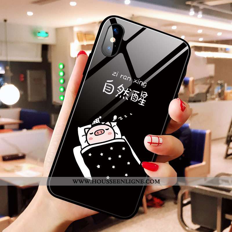 Coque iPhone X Charmant Ultra Téléphone Portable Tendance Mignonne Noir