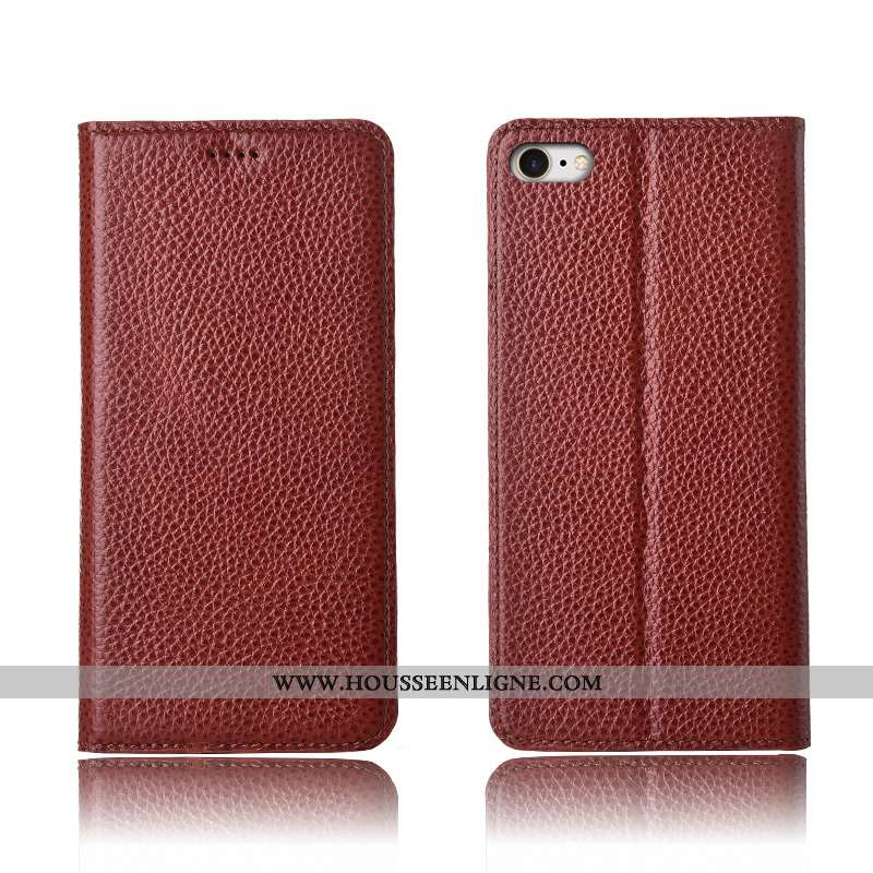 Coque iPhone X Cuir Véritable Cuir Silicone Clamshell Fluide Doux Rouge Rose