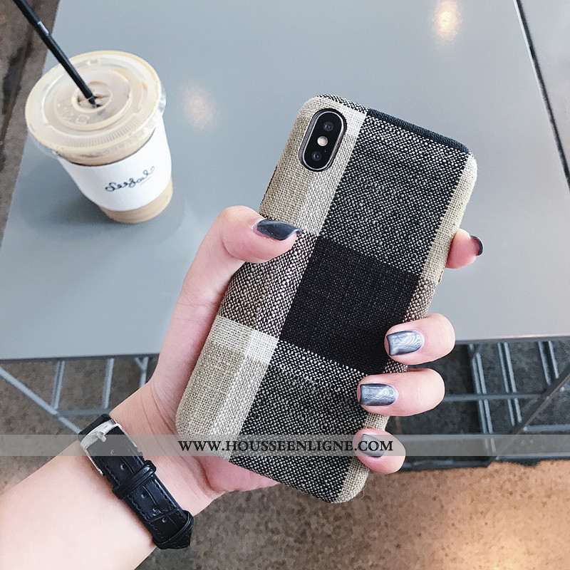 Coque iPhone X Fluide Doux Étui Rouge Flanelle Épissure Téléphone Portable Verte