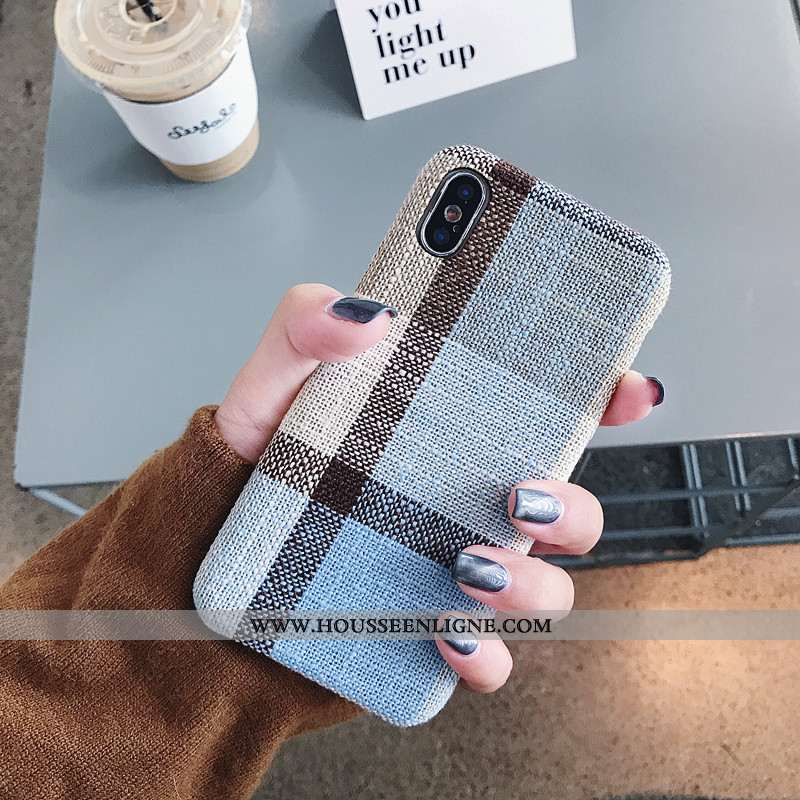 Coque iPhone X Fluide Doux Étui Rouge Flanelle Épissure Téléphone Portable Verte