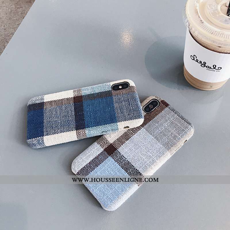 Coque iPhone X Fluide Doux Étui Rouge Flanelle Épissure Téléphone Portable Verte