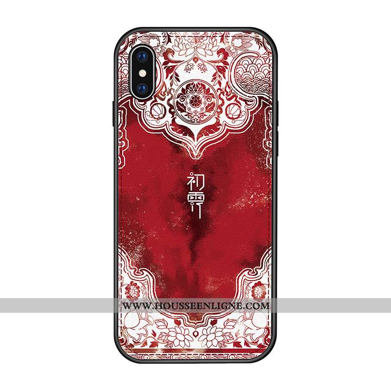 Coque iPhone X Gaufrage Tendance Amoureux Tout Compris Rouge Cuir