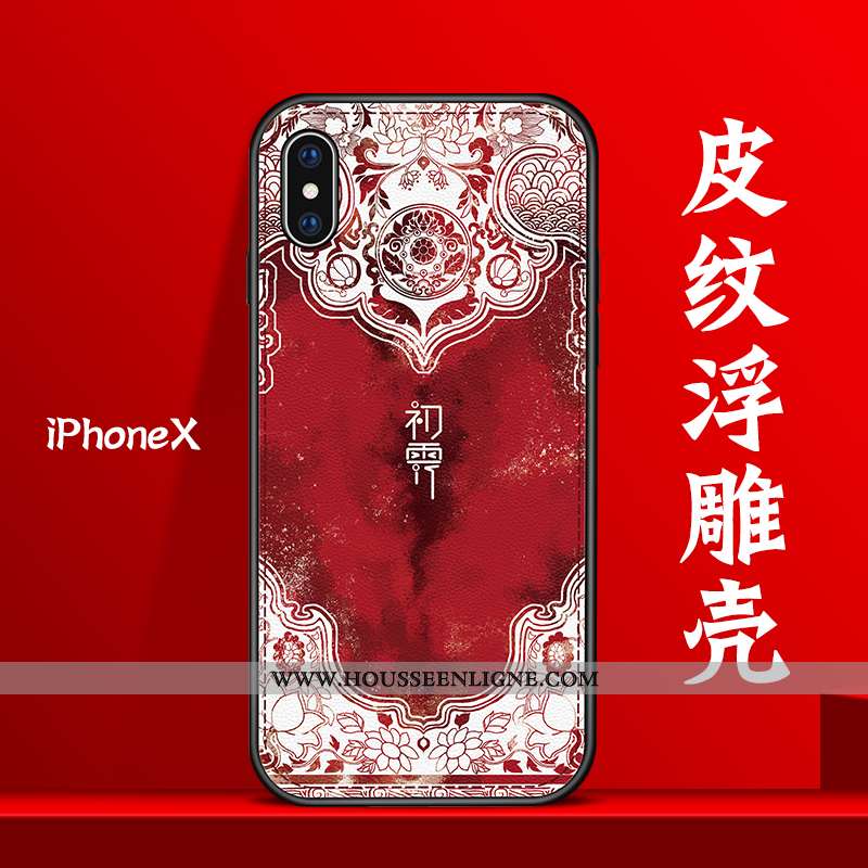 Coque iPhone X Gaufrage Tendance Amoureux Tout Compris Rouge Cuir