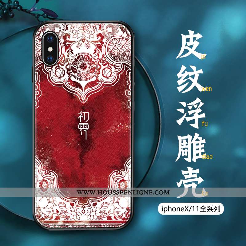 Coque iPhone X Gaufrage Tendance Amoureux Tout Compris Rouge Cuir
