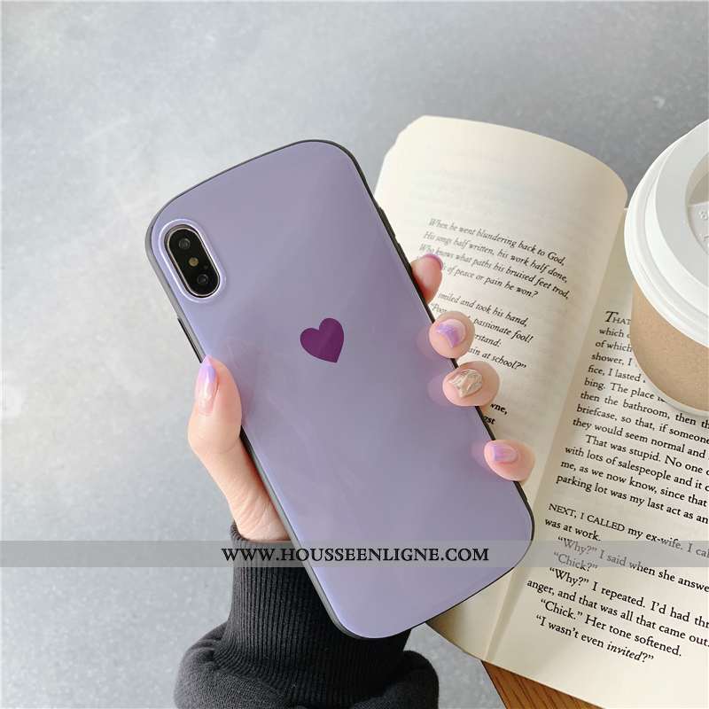 Coque iPhone X Protection Personnalité Simple Téléphone Portable Étui Amour Violet