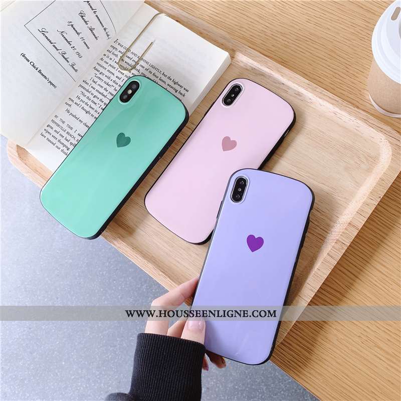 Coque iPhone X Protection Personnalité Simple Téléphone Portable Étui Amour Violet