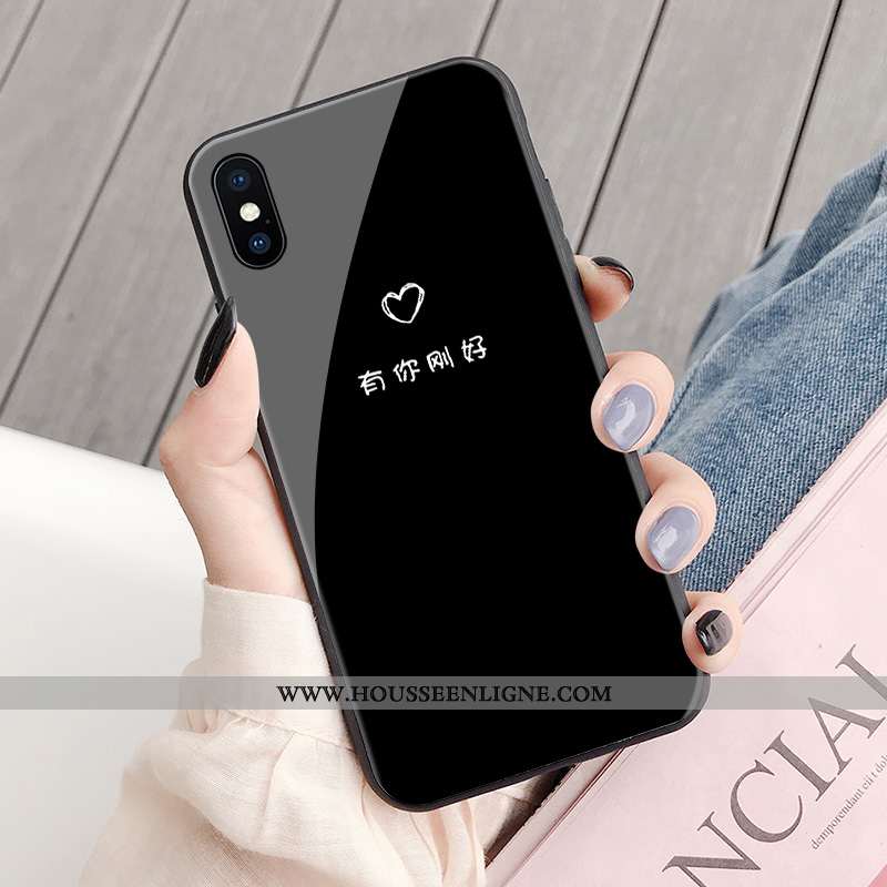 Coque iPhone X Protection Personnalité Tendance Créatif Noir Simple Amoureux
