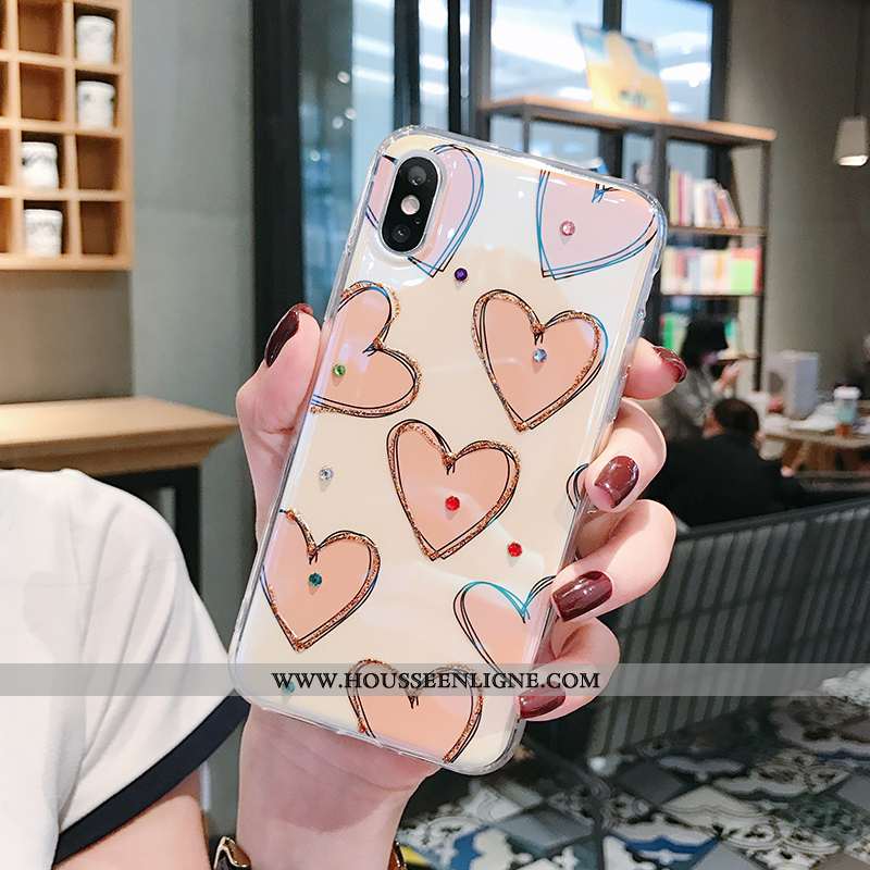 Coque iPhone X Protection Strass Fluide Doux Amour Rose Silicone Tendance Rouge
